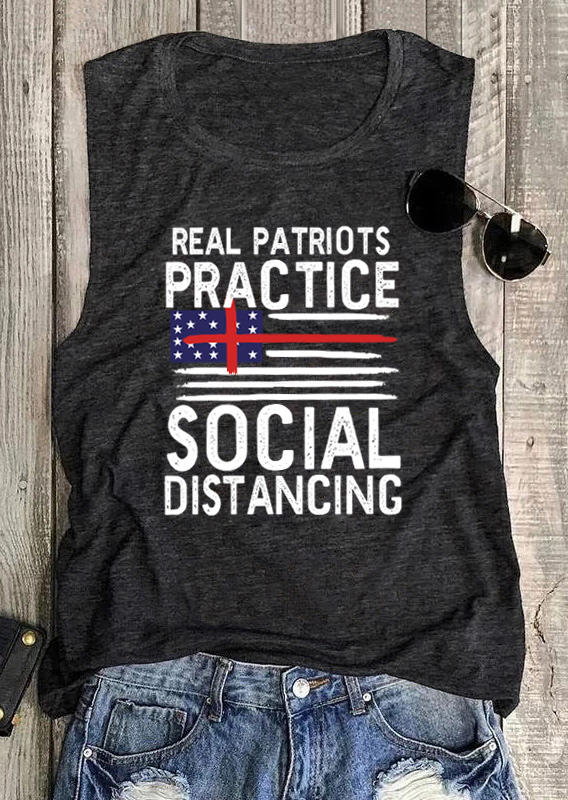 

American Flag Social Distancing Tank - Dark Grey, 506957