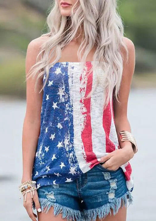 

American Flag Star Striped Strapless Tank, Multicolor, 507129