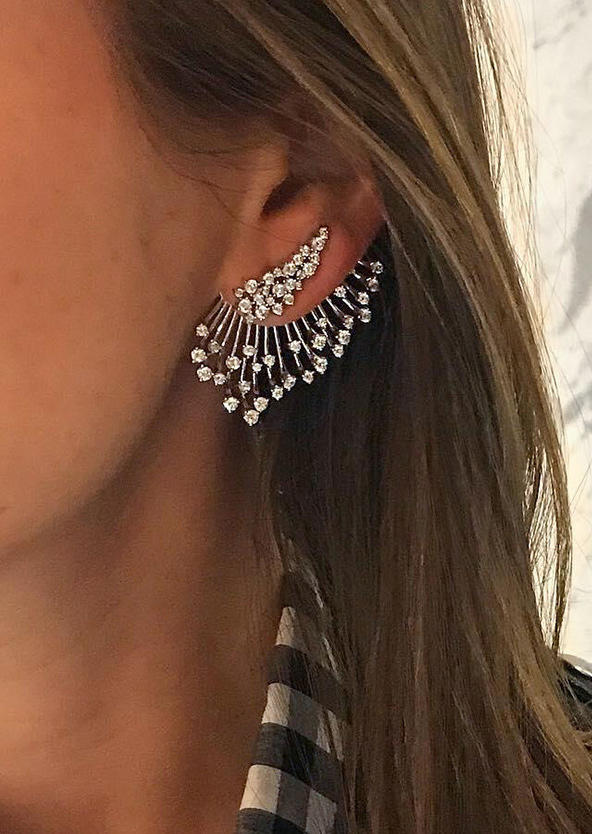 

1Pcs Vintage Rhinestone Asymmetric Stud Earrings, Silver, 507280