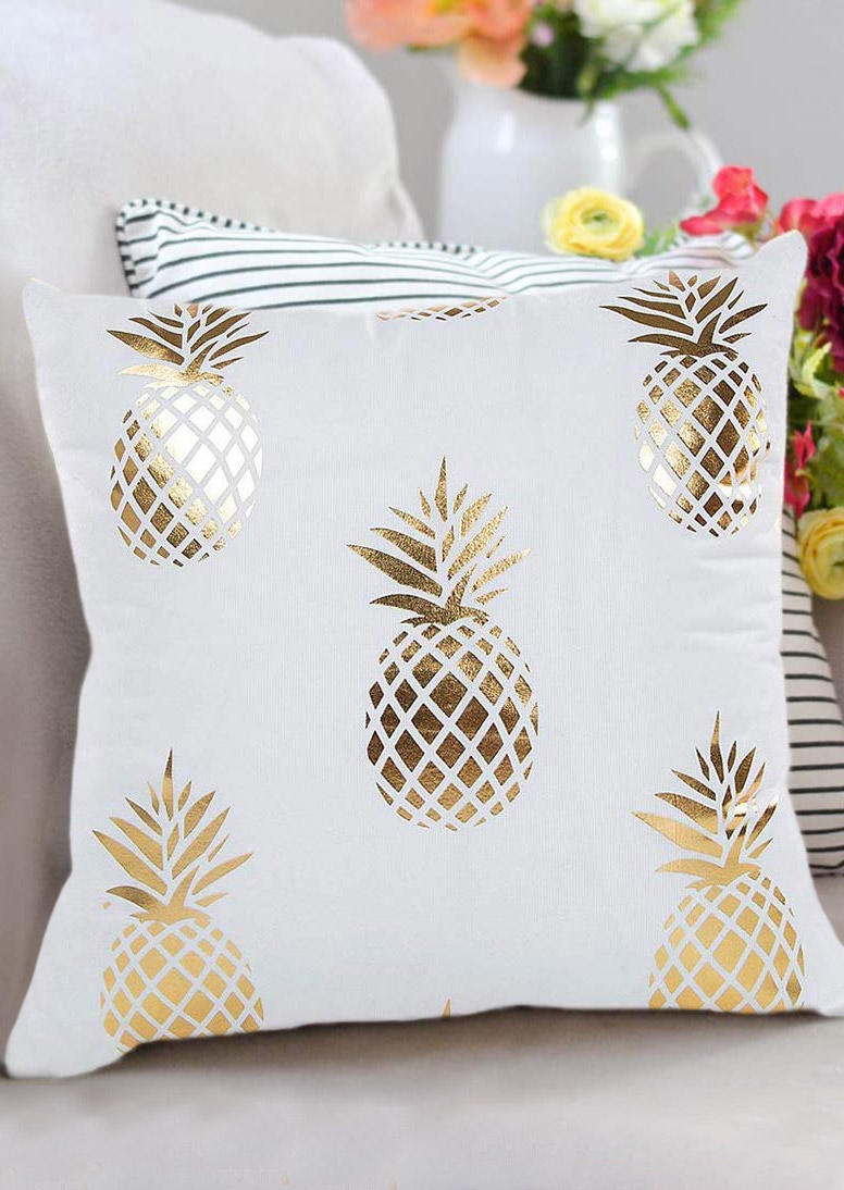 

Pineapple Decorative Cushion Cover Pillowcase without Pillow, White, 500718