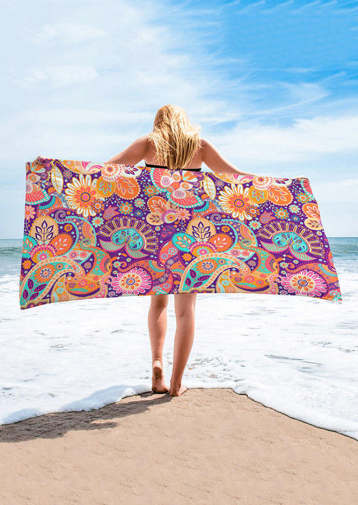 

Vintage Paisley Floral Quick-Drying Shawl Beach Towel, Multicolor, 500979