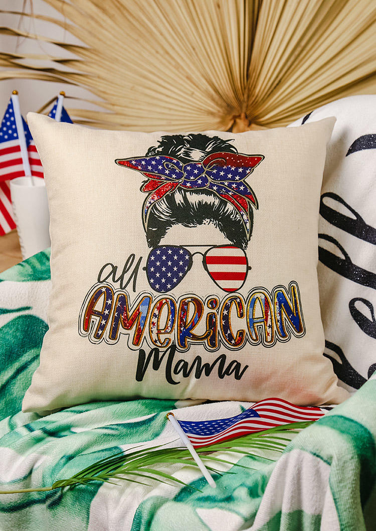 

American Flag Mama Skull Glasses Pillowcase without Pillow, Multicolor, 504765