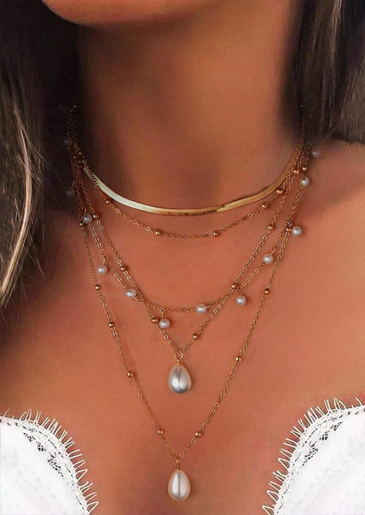 

Baroque Pearl Multi-Layered Pendant Necklace - Gold, 507197