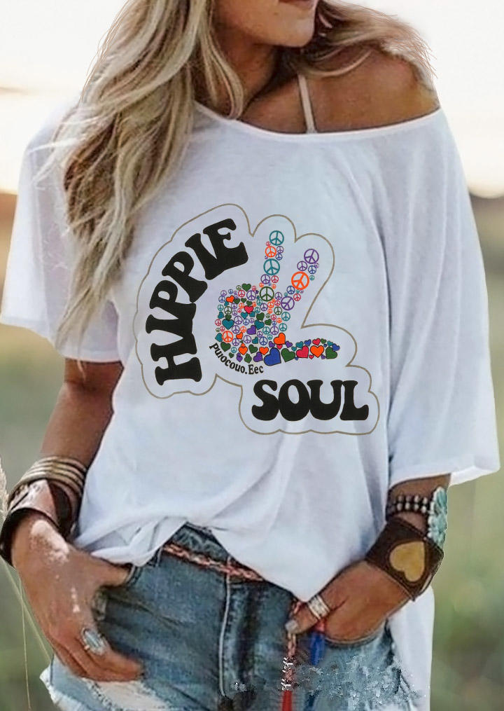 

Hippie Soul Slash-Neck Blouse - White, 507199