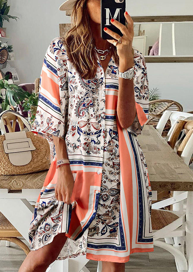 

Floral Striped Button Sun Protection Cardigan, Multicolor, 507206