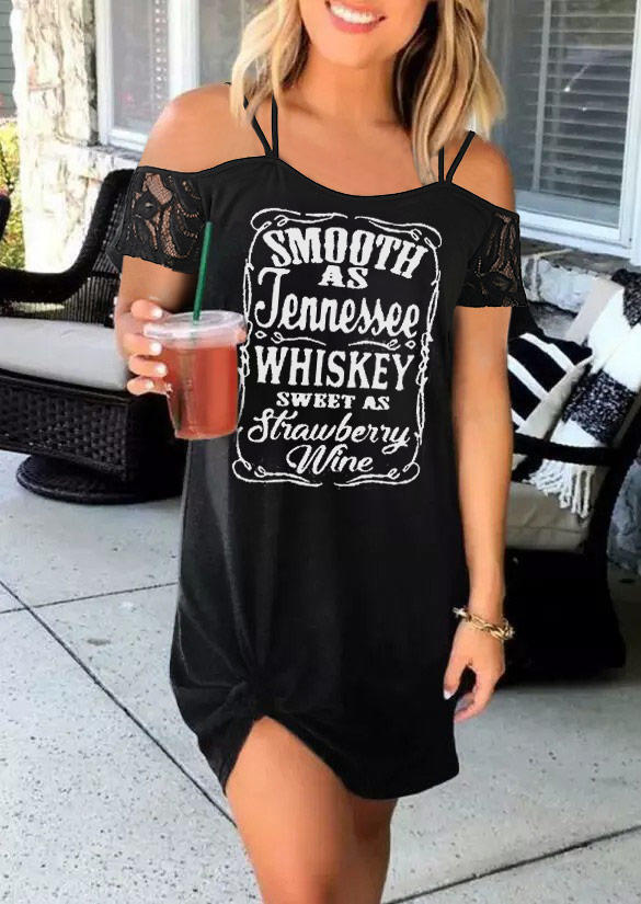 

Smooth As Tennessee Whiskey Lace Cold Shoulder Mini Dress - Black, 507207