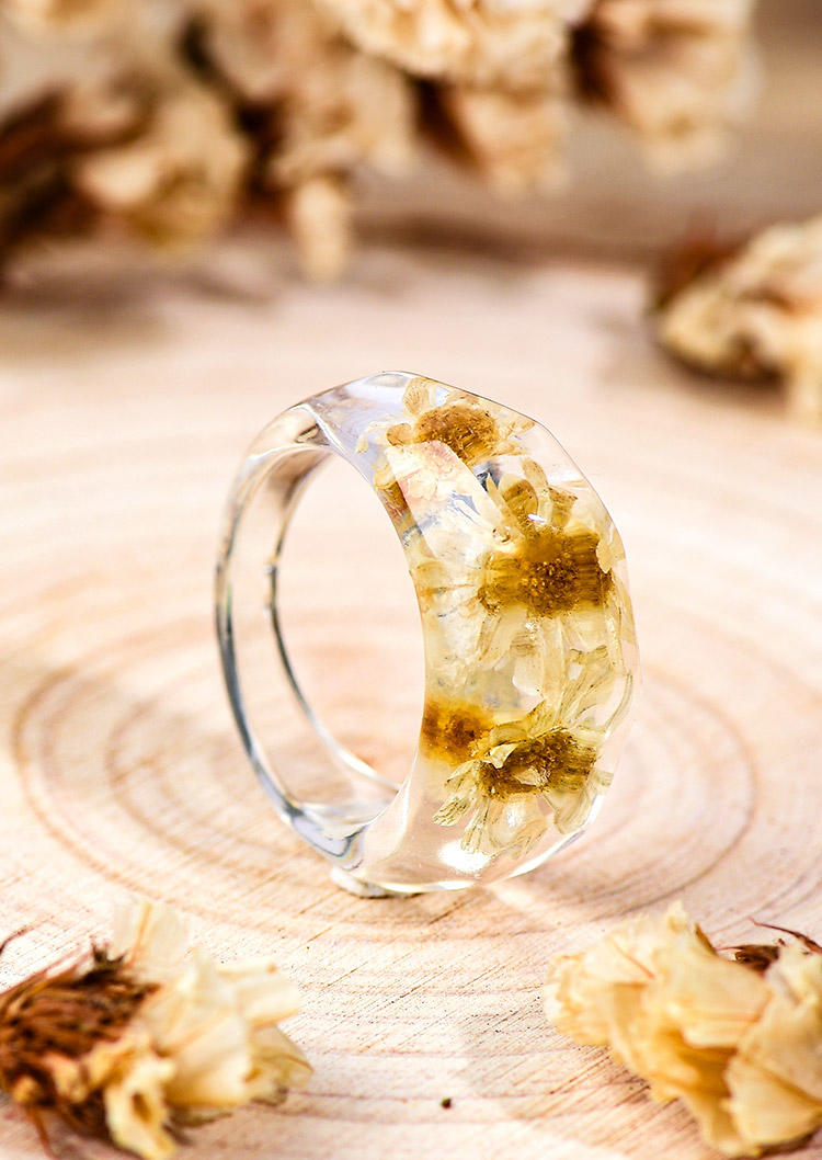 

Colorful Dried Flower Resin Ring, Pattern1;pattern2, 507282