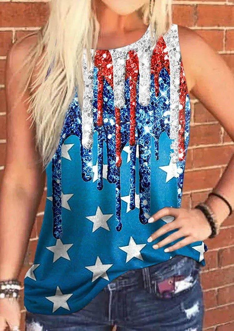 

American Flag Star Casual Tank, Multicolor, 507357