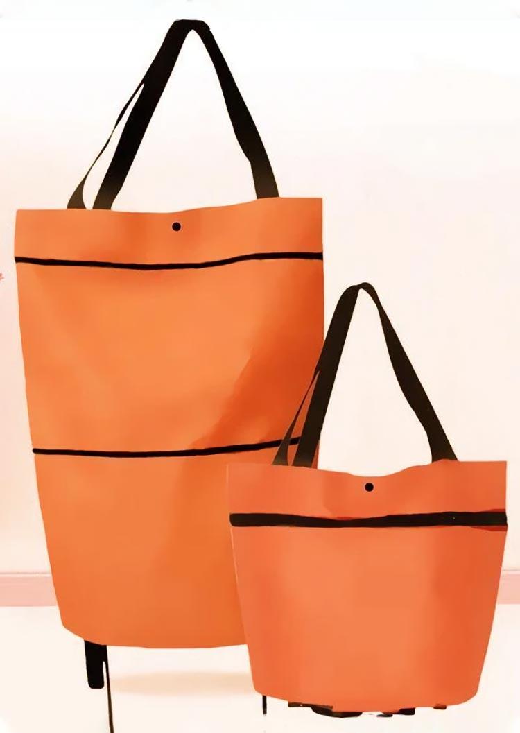 

Foldable Reusable Rolling Shopping Bag, Green;orange, 507412