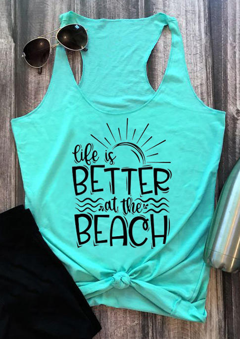

Life Is Better At The Beach Racerback Tank - Cyan, 507527