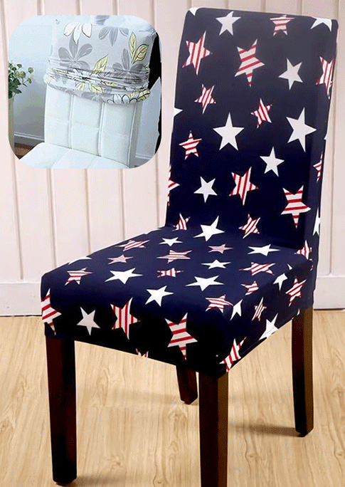 

Star Stretch Washable Dining Chair Cover, Deep blue, 507559