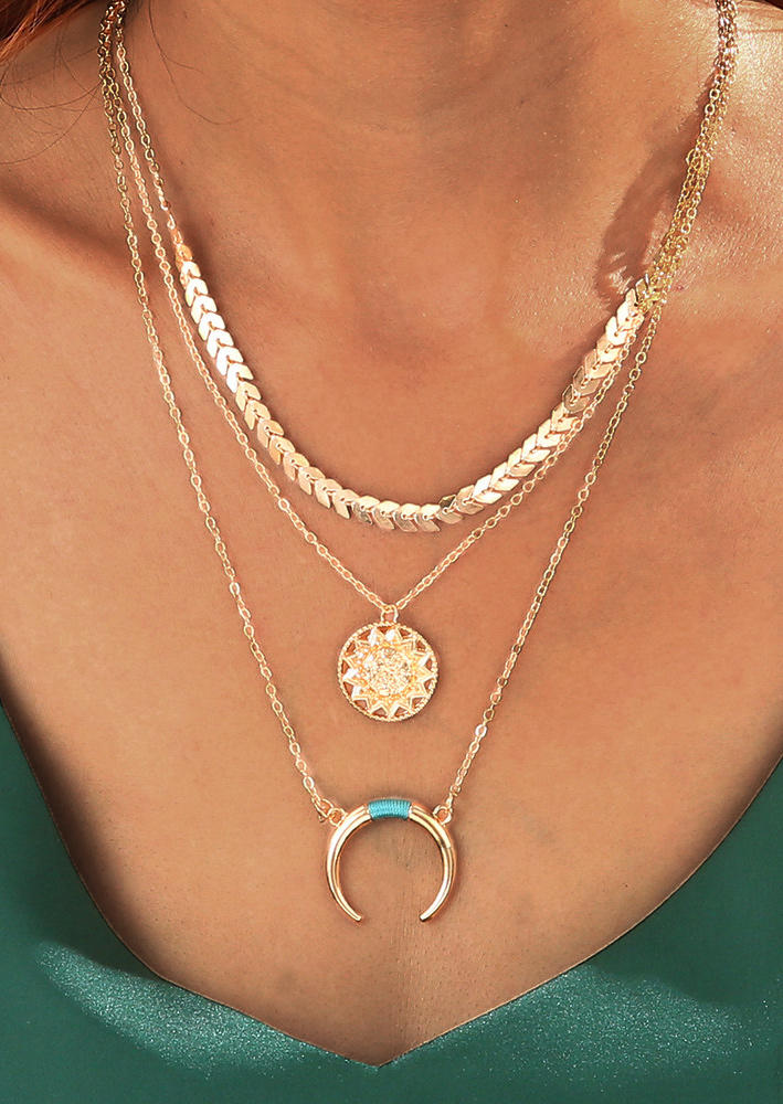 

Moon Wheat Multi-Layered Pendant Necklace, Gold, 507579