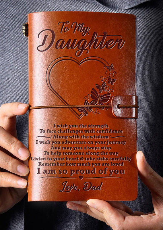

To My Daughter Vintage Refillable PU Leather Journal Gift, Pattern1, 496123