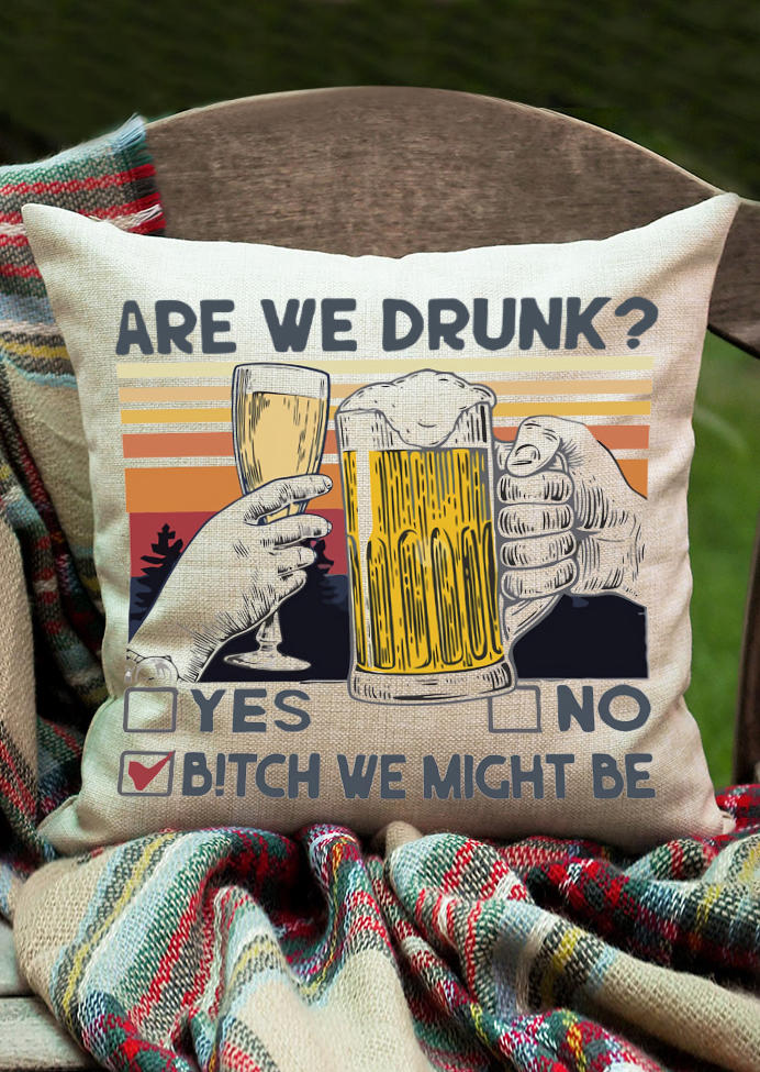 

Are We Drunk Pillowcase without Pillow, Beige, 504386