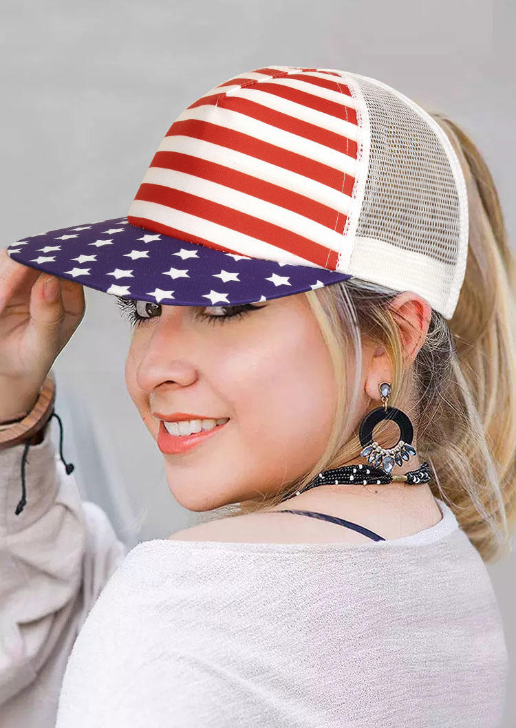 

American Flag Star Striped Mesh Breathable Baseball Cap, Red, 507521