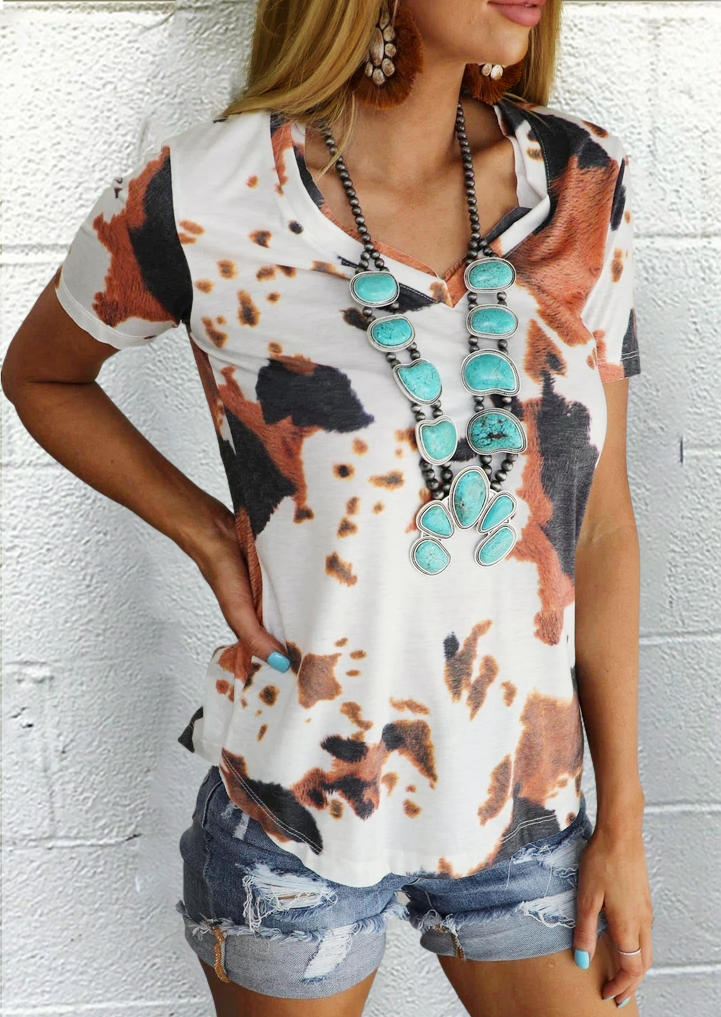 single breasted cow print blouse