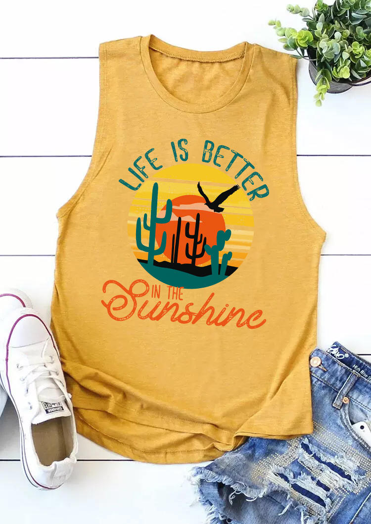 

Life Is Better In The Sunshine Cactus Tank - Yellow, 507697