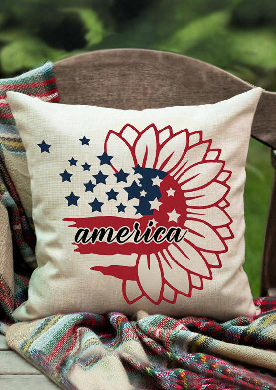 

American Flag Star Striped Sunflower Pillowcase without Pillow, Pattern2, 504336