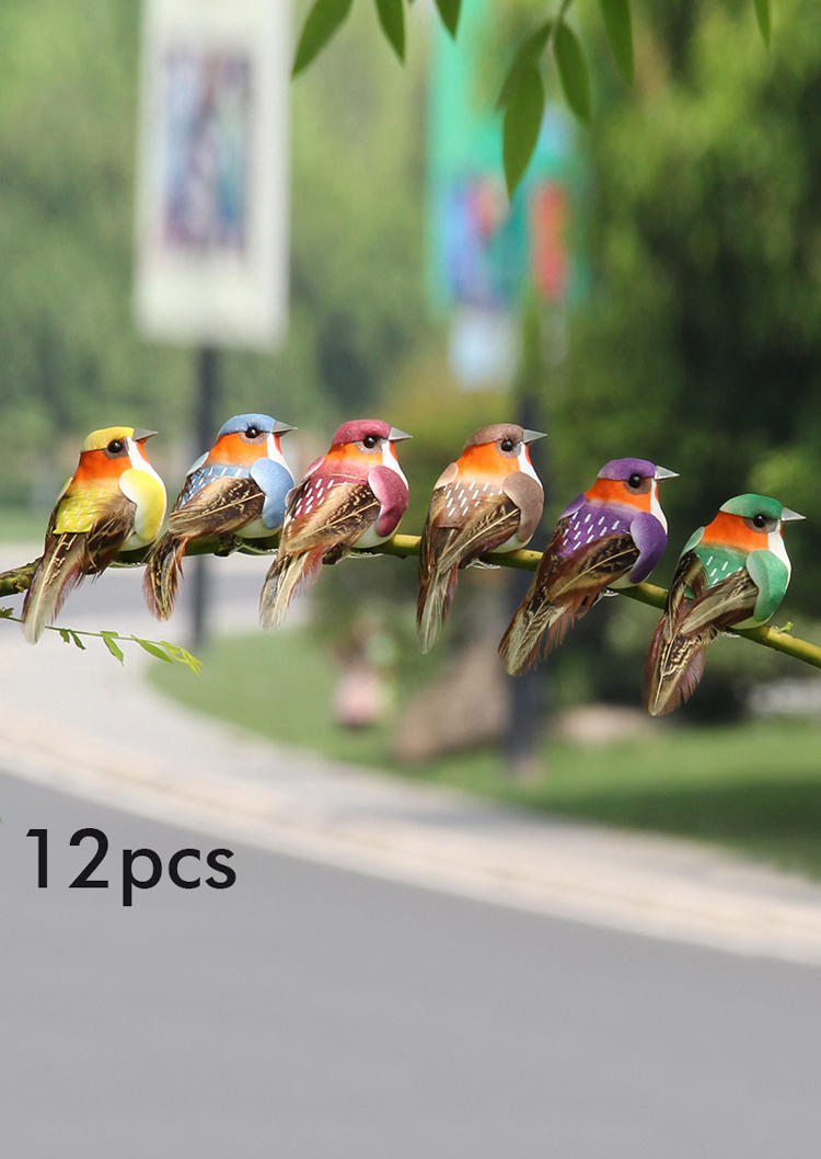 

12Pcs Simulation Foam Birds Feather Garden Decoration, Multicolor, 505064