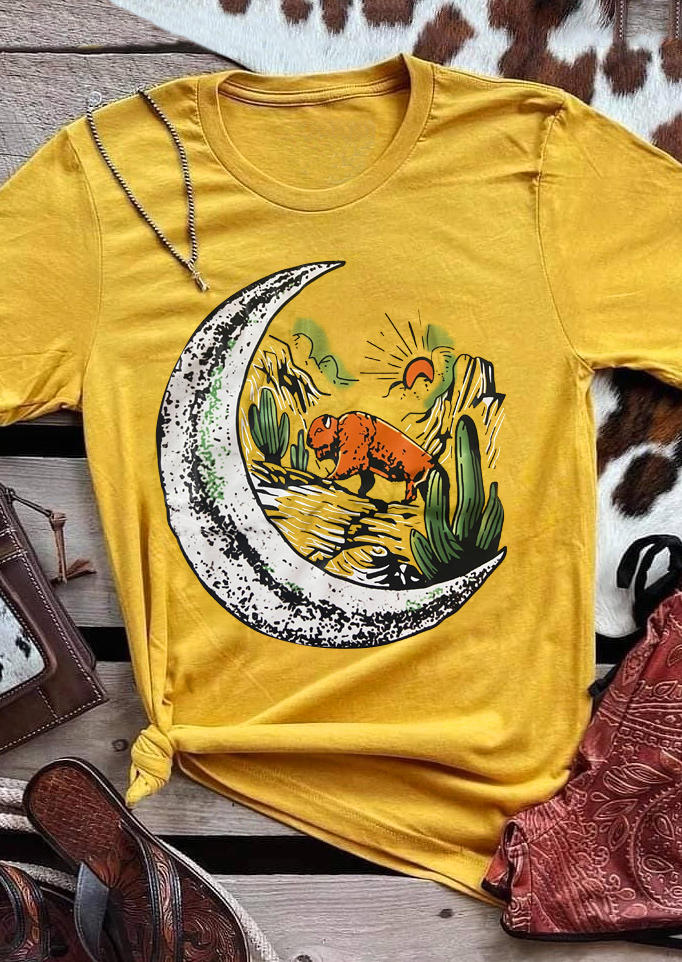 

Cactus Buffalo Moon T-Shirt Tee - Yellow, 507072