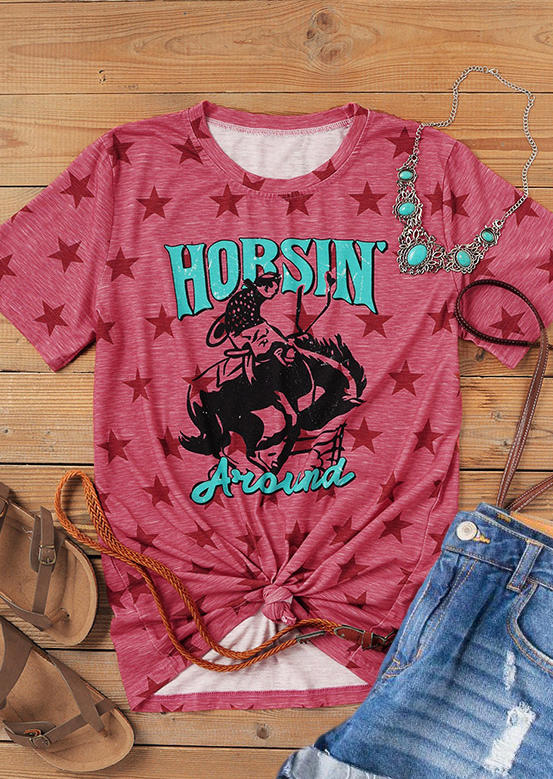 

Horsin' Around Star T-Shirt Tee - Plum, 507509