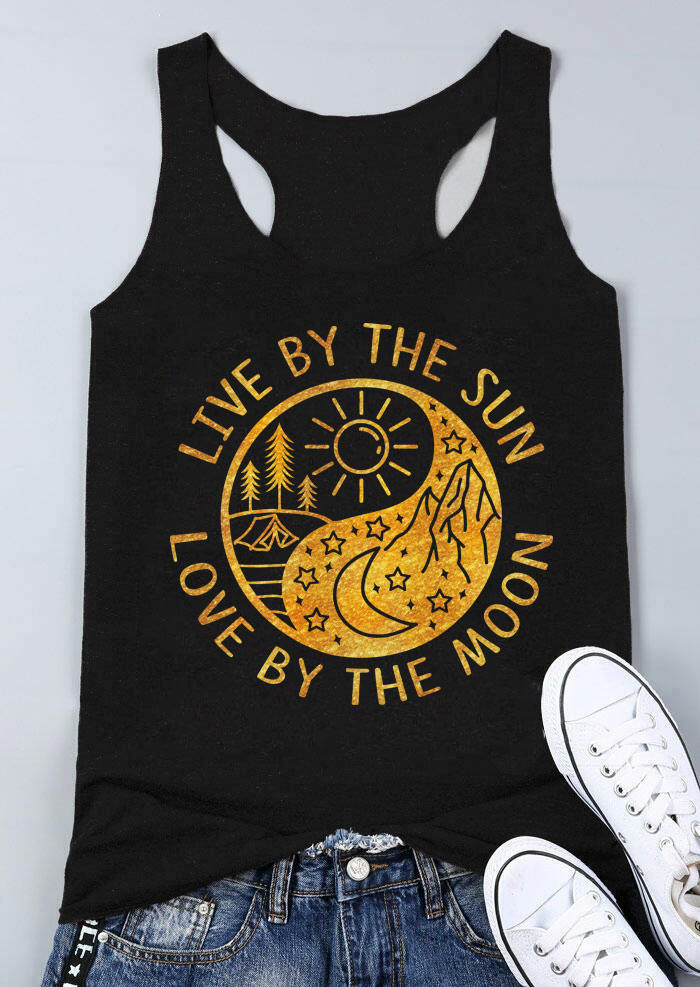 

Live By The Sun Love By The Moon Racerback Tank - Black, 507372