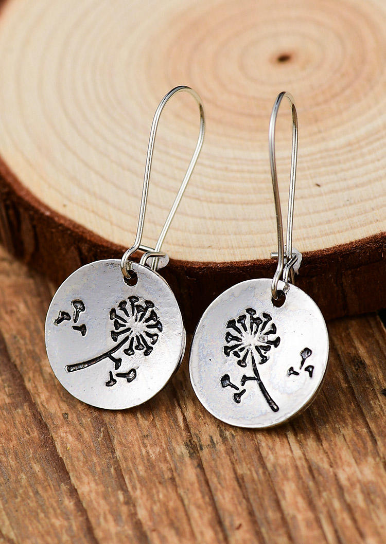 

Vintage Dandelion Hollow Out Alloy Earrings, Silver, 507647