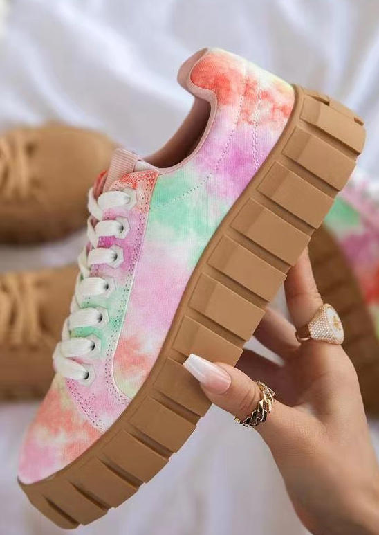 

Tie Dye Lace Up Platform Sneakers, Multicolor, 507894