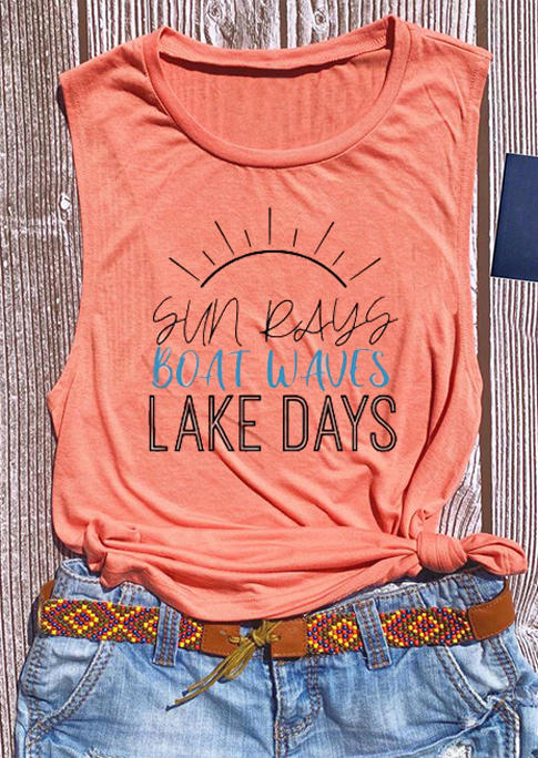 

Sun Rays Boat Waves Lake Days Casual Tank - Orange, 507525