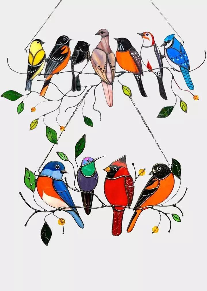 

2pcs Hummingbird Stained Window Hangings Ornament, Pattern3, B111747