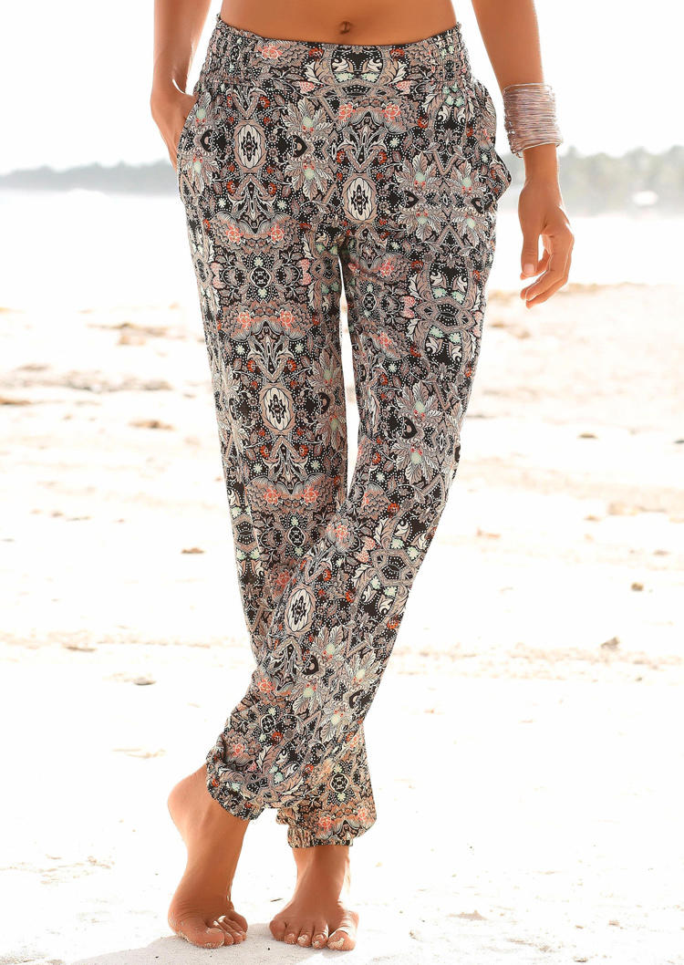 

Ethnic Style Pocket Elastic Waist Pants, Multicolor, 508135