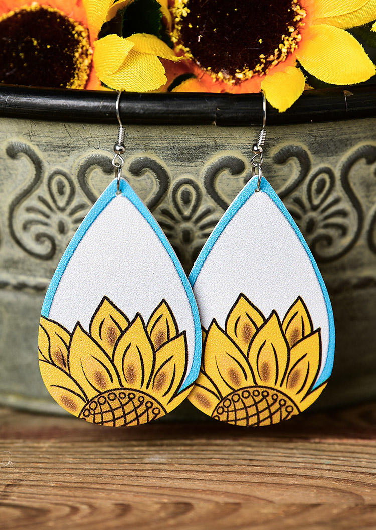 

Sunflower Color Block Water Drop Earrings, Multicolor, 508157