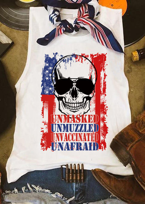 

Unmaksed Unmuzzled Unafraid Skull Star Tank - White, 507555