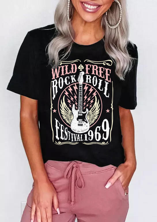 

Wild Free Rock And Roll Festival 1969 T-Shirt Tee - Black, 507964