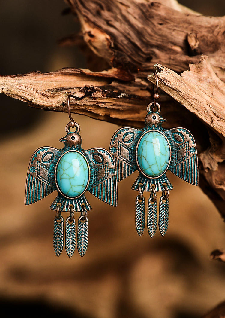 

Vintage Turquoise Thunderbird Earrings - Cyan, 508202
