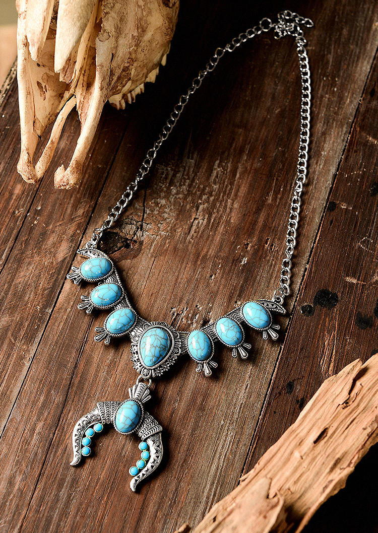 

Vintage Turquoise Pendant Necklace, Cyan, 508222