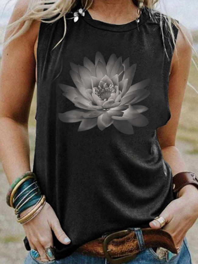 

Lotus Flower Yoga O-Neck Tank - Dark Grey, 507796