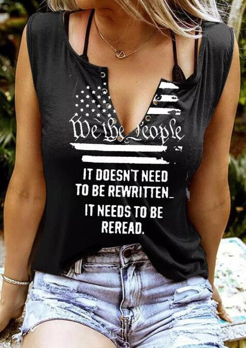 

American Flag We The People Keyhole Neck Tank - Black, 508428