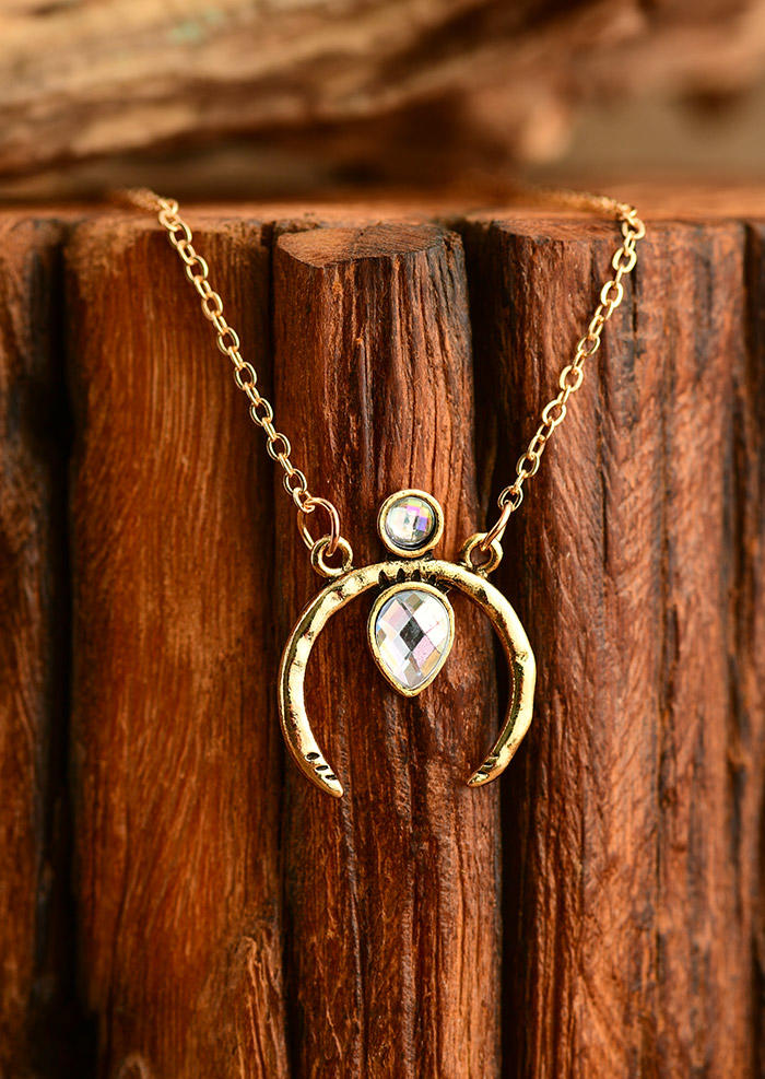 

Bohemian Water Drop Rhinestone Pendant Necklace, Gold, 506693