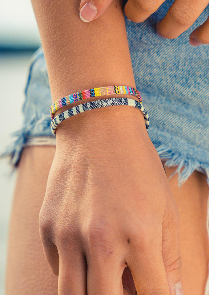 

2Pcs Ethnic Style Adjustable Braided Bracelet Rope Set, Multicolor, 508289