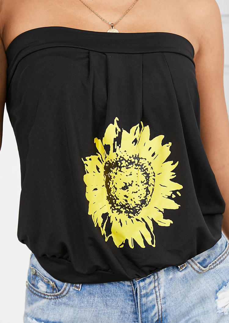 

Sunflower Ruffled Strapless Casual Tank - Black, 508423