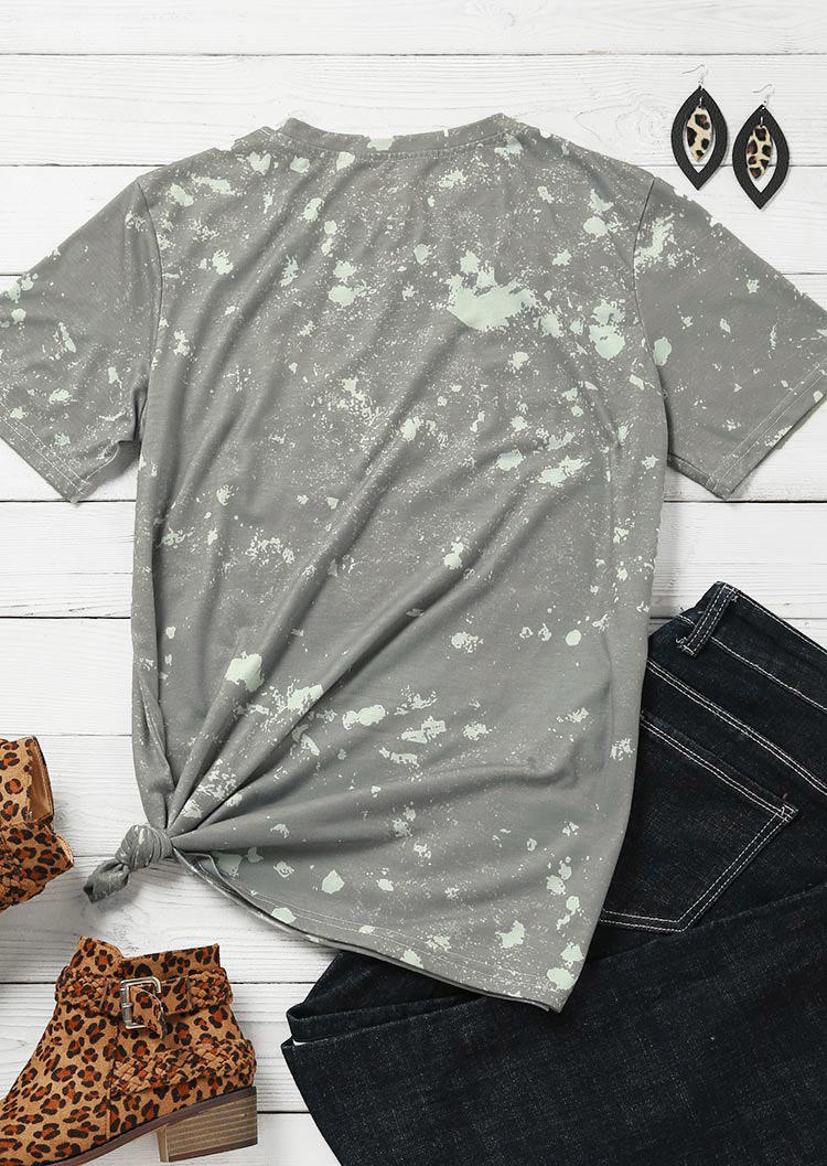 Kaufen Leopard Bleached Letter Graphic T-Shirt Tee - Gray. Bild