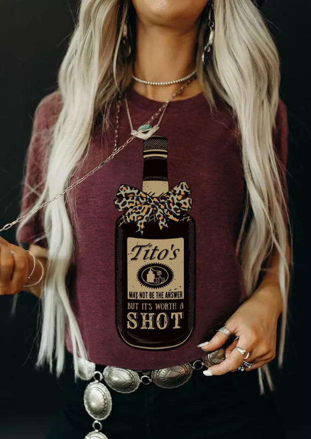 

Tito' Worth A Shot Leopard T-Shirt Tee - Cameo Brown, 508478