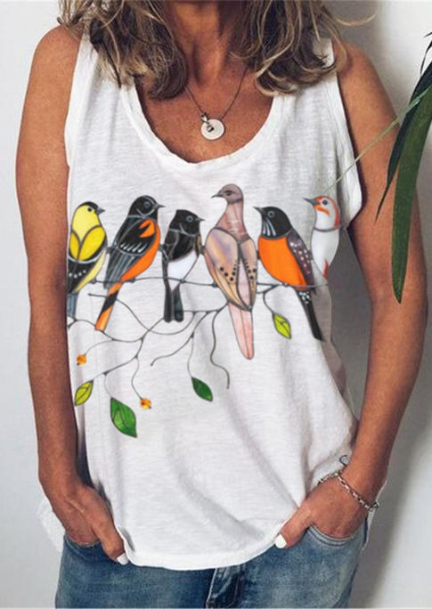 

Hummingbird Sleeveless Casual Tank, White, 508481