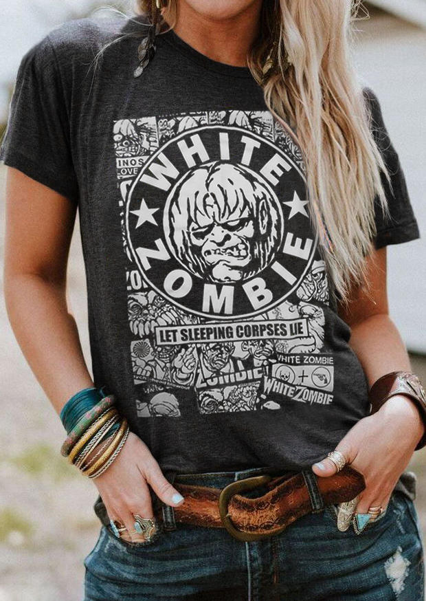 

White Zombie O-Neck T-Shirt Tee - Dark Grey, 508605