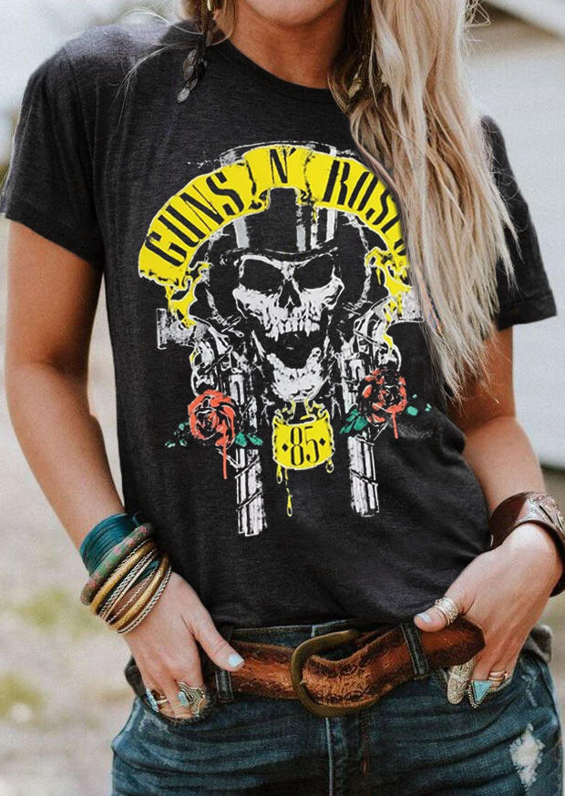 

Guns N' Roses Skull T-Shirt Tee - Dark Grey, Gray, 508609