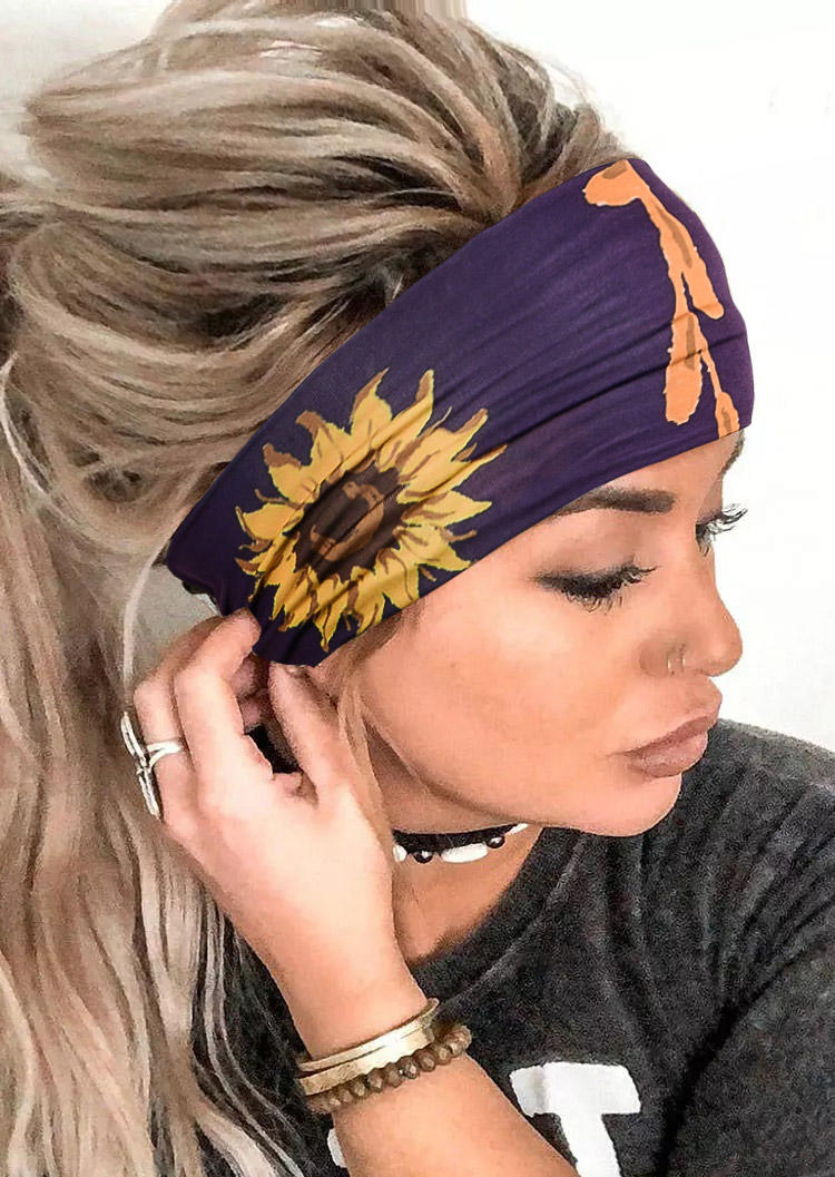 

Sunflower Leaf Yoga Sport Elastic Wide Headband, Purple, 508535