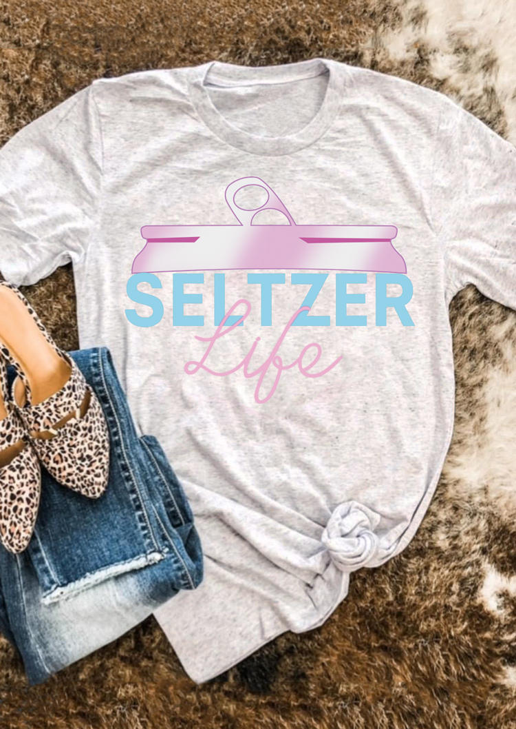 

Seltzer Life O-Neck T-Shirt Tee - Light Grey, 507971
