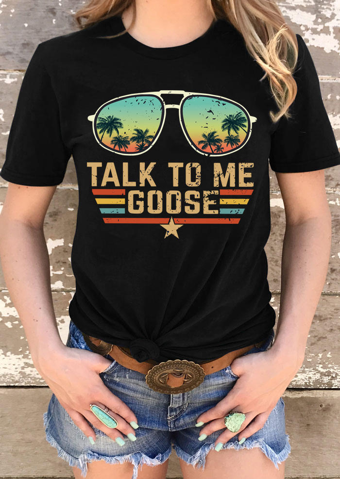Talk To Me Goose Coconut Tree Glasses T-Shirt Tee - Black, 508276