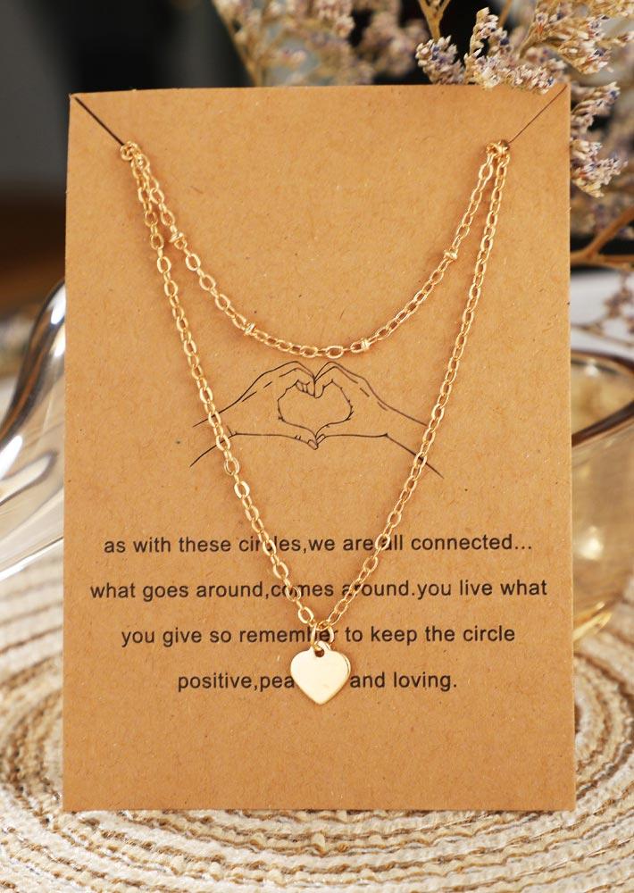 

Heart Pendant Multi-Layered Alloy Necklace - Gold, 508548